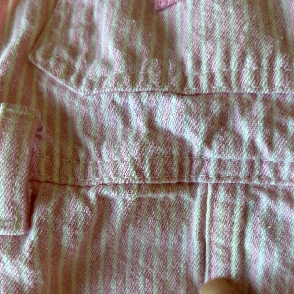 Vintage Oshkosh overalls style pinstripes pink white‎ dress. Size 4